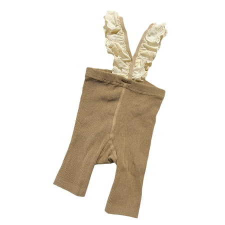 

Qmyliery Baby Girls Rompes Knit High Stretch Cute Bib Trousers Bottoming Jumpsuit