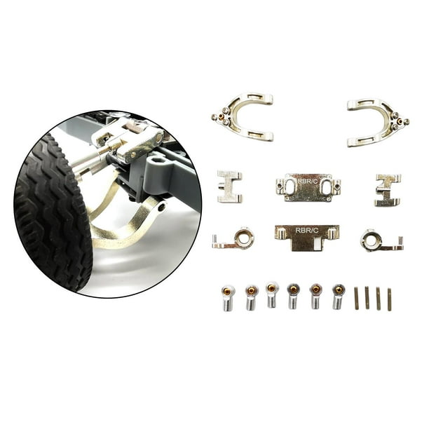 Kits de soporte de buje de brazos de suspensión inferior y nudillos de dirección Hugo 1:12 Crawler 4WD M Plata