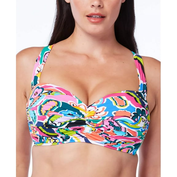 Bleu Rod Beattie GO FOR BOLD Shirred Convertible Swim Top, US 18W, NWOT