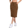 thumbnail image 4 of Falda Midi de Corderoy para Mujeres Inspire Chic, Cintura Alta, Espalda Elástica, Talla XL, Color Marrón, 4 of 6