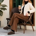thumbnail image 2 of Litfun Women's Suede Fuzzy Slippers Winter House Shoes Cozy Mini Boots for Indoor Outdoor, Coffee, 2 of 7