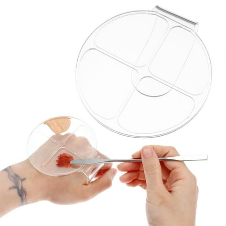 Tutuviw Hand Makeup Mixing Palette, Acrylic Clear Makeup Cosmetic Handheld Palette, Nail Art Manicure Palette with Spatula, Pigment Transparent Makeup Palette for Foundation Make-up