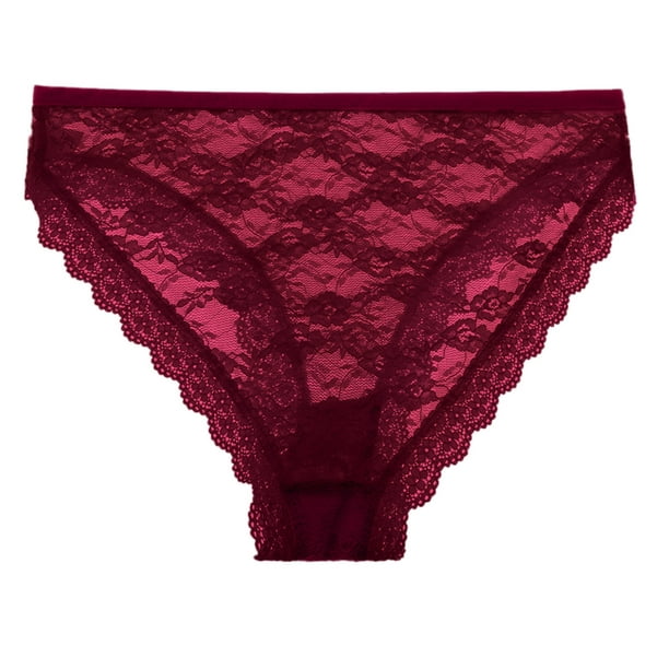 Aayomet Women's Lace Boyshorts Panties Tangas No Show Bikini Custom Thongs  Women Underwear Panties Cotton Thong (Wine, M) 
