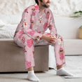 thumbnail image 5 of Mens Pajamas Set, Cute Dog pink Puppy Button Down Long Sleeve Loungewear Sleepwear Pjs sets for Men, 5 of 5