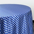 thumbnail image 2 of Your Chair Covers - 120 Inch Round Satin Tablecloth Royal Blue/White Polka Dots, 2 of 2