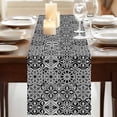 thumbnail image 3 of Black Morocco Table Runner, Traditional Tribal Abstract Geometric Art Washable Cotton Linen Table Runners 120 Inches Long, Dresser Scarf Runner for Dining/Living Room/Kitchen/Square Tables 13''x120'', 3 of 9