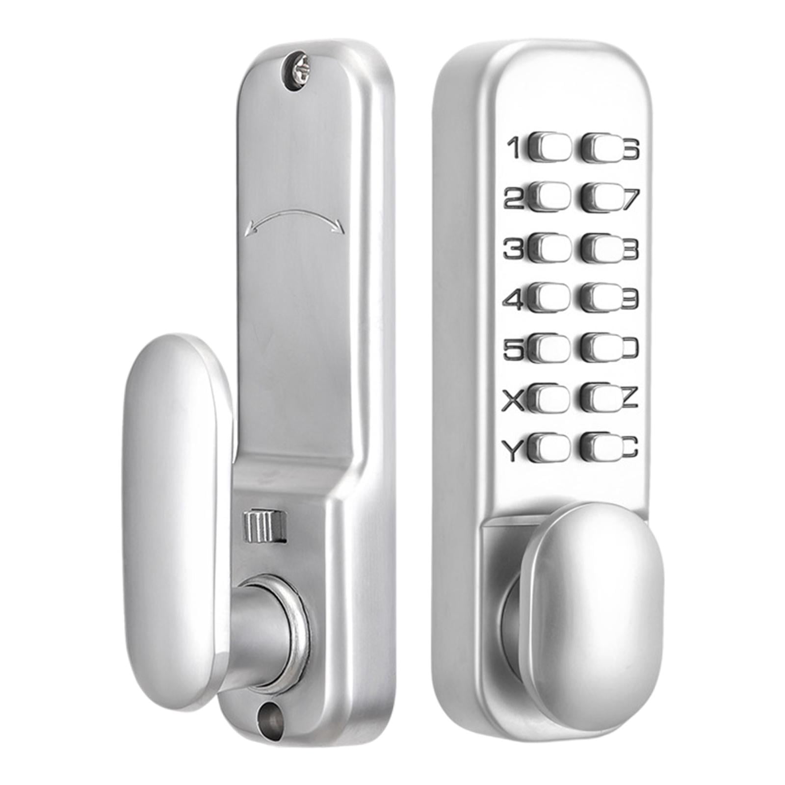 Siruishop Mechanical Door Lock Push Button Digital Password With Keypad Knob Silver 42x142mm