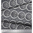 thumbnail image 2 of Soimoi Satin Silk Fabric Floral & Paisley Block Print Sewing Fabric Yard 42 Inch Wide, 2 of 3