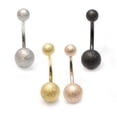thumbnail image 4 of Belly Button Ring 14G Sand Finish Ball Ends Navel Ring Body Jewelry - 4 Colors, 4 of 12