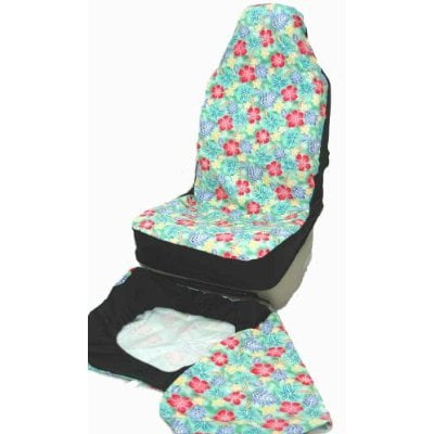 Hawaiian Car Seat Covers Green Pink Flower Set Of 2 Front Bucket Made In Hawaii Usa Com - Baby Car Seat Cover Made In Usa