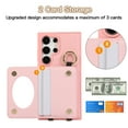 thumbnail image 5 of Back Case for Samsung Galaxy S24 Ultra, Stylish Slim Fit Card Holder Kickstand Finger Ring Crossbody Strap, PU Leather + TPU Durable Shockproof Protective Phone Case Cover for Women Girls - Pink, 5 of 9