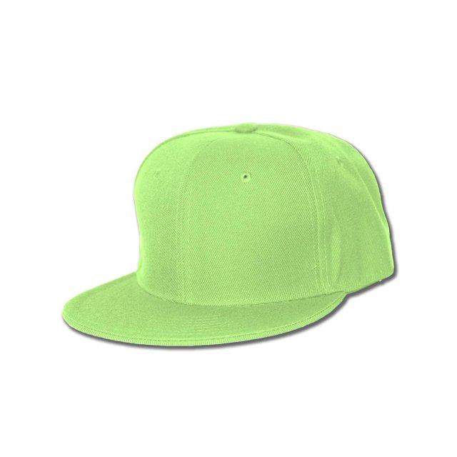 Plain Fitted Flat Bill Hat, Solid and Neon Colors Available, Lime7 5/8