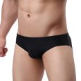 thumbnail image 4 of harmtty Sexy Men's Underwear Solid Color Mid Rise Ice Silk Briefs Elastic Underpants,Coffee, 4 of 8