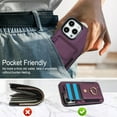 thumbnail image 6 of Dteck Card Slots Wallet Case for iPhone 14 Pro,Shockproof Premium PU Leather Kickstand Protective Cover with Ring Holder Back Case,Purple, 6 of 8