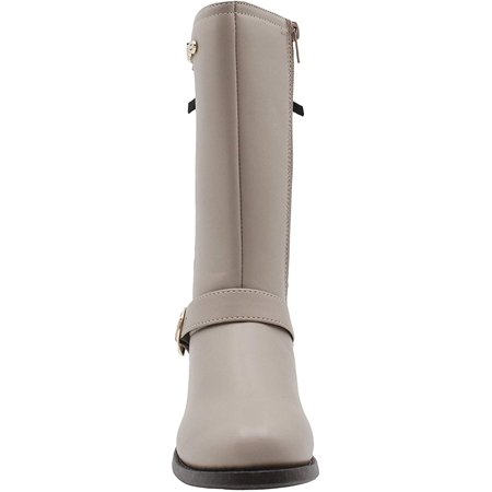 Bebe Bebe Girls Big Kid Slip On Tall Riding Boots With Lace Up Back Buckle Straps And Rhinestone Logo Embellishment Taupe Size 3 Walmart Com Walmart Com