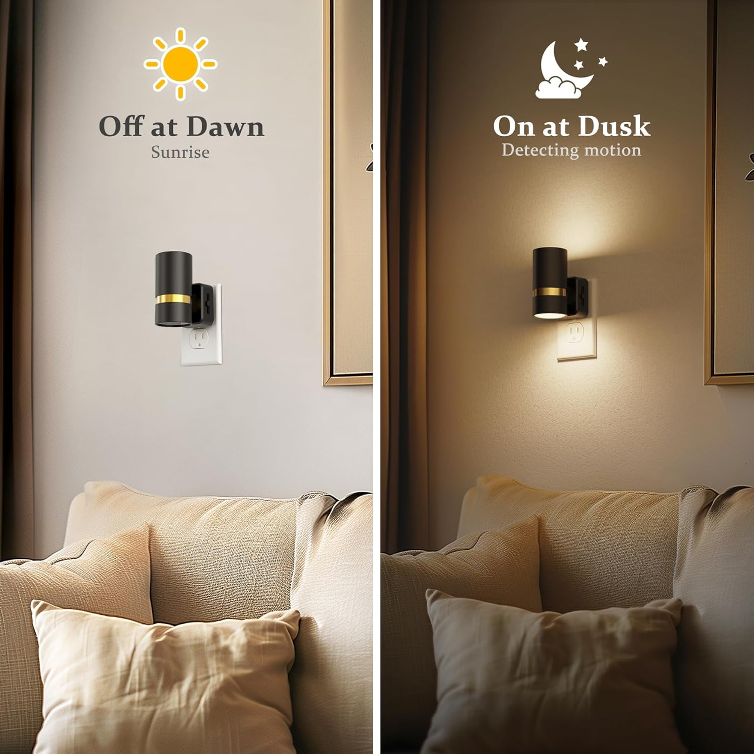 Night Lights Plug into Wall, Automatic Night Light with Dusk to Dawn, 2 Pack 0-100LM Dimmable Plug in LED Nightlight 3000K Soft Warm for Bedroom, Hallway, Stairs