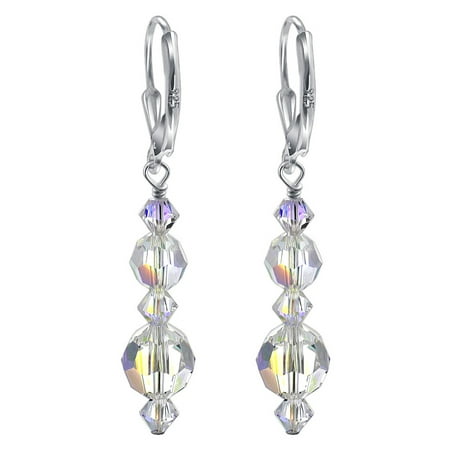 Gem Avenue 925 Sterling Silver Clear Crystal Leverback Gem Avenue 925 Sterling Silver Clear Crystal Leverback Drop Earrings