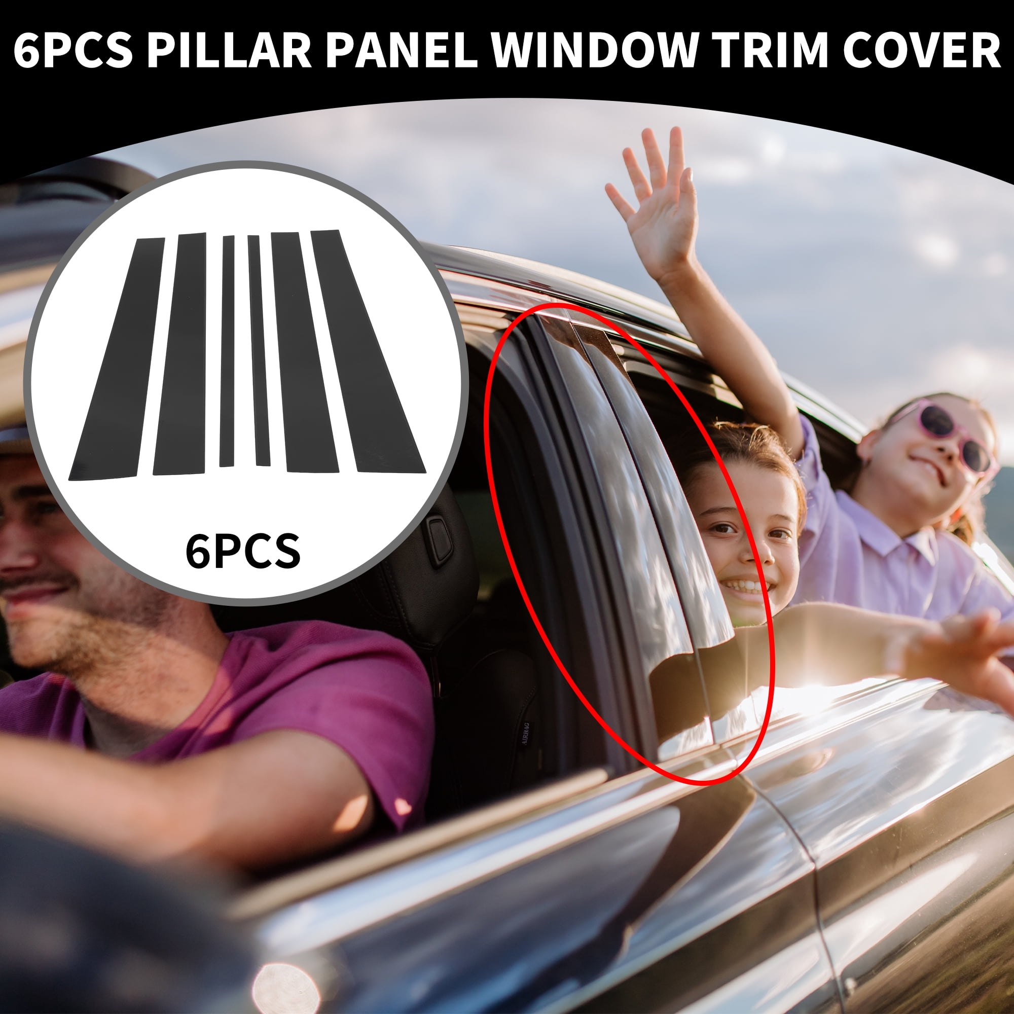 Unique Bargains 6Pcs Door Pillar Window Trim For Ford Expedition 1997-2016 Black