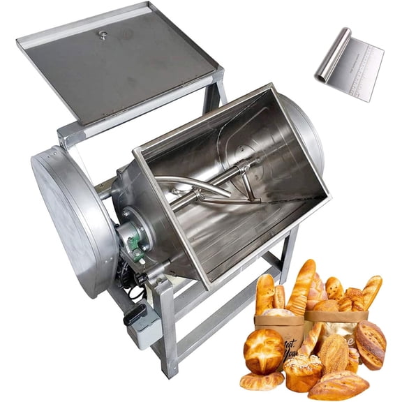 EQCOTWEA Commercial Dough Mixer Flour Mixing Machine 30QT with 120 Degree Tilt Bowl