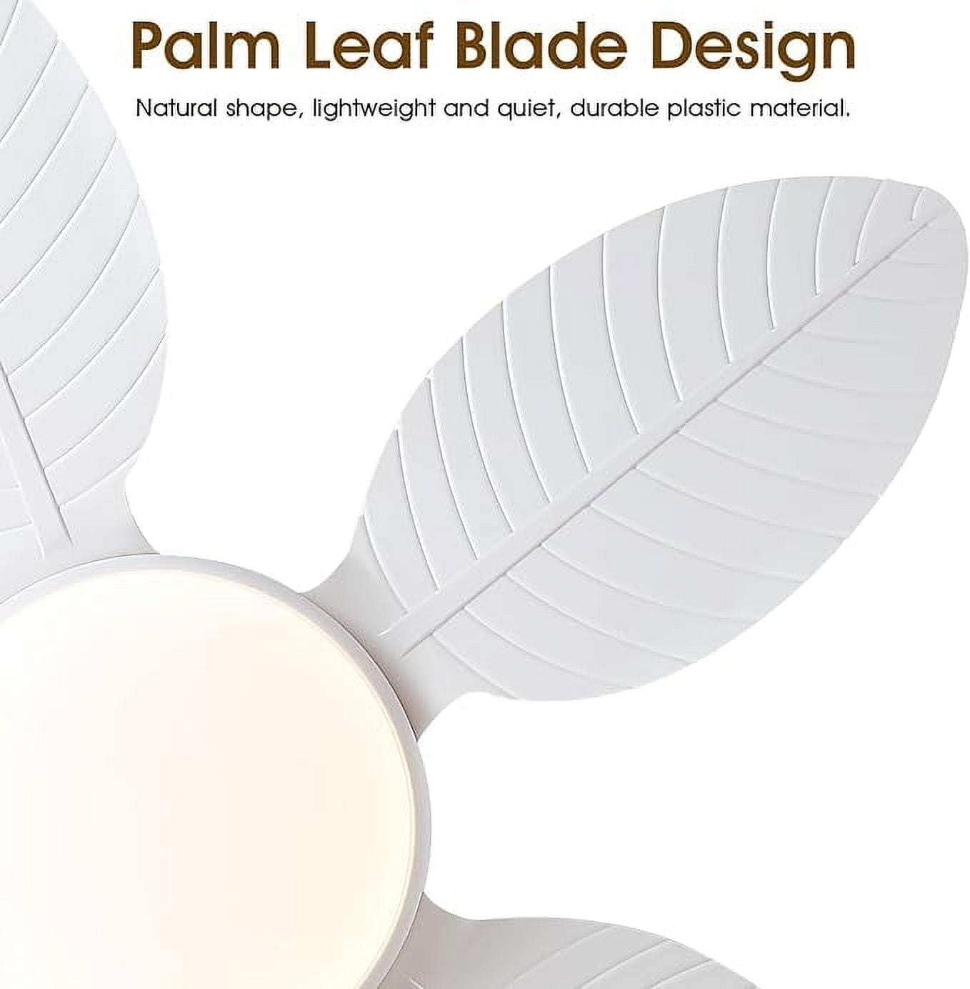 YIOSI 48" Tropical Ceiling Fan with LED Lights, Remote/APP Control, 6 Speeds, Dimmable, Reversible Palm Leaf, Quiet Motor, Adjustable Height, Indoor/Outdoor