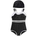 thumbnail image 7 of Girls Swimsuit Ruffle Trim 1 Piece Swimming Suits Quick Dry Summer Swimwear with Swim Cap Kids Swimsuits for Girls 6-7 Years, 7 of 7
