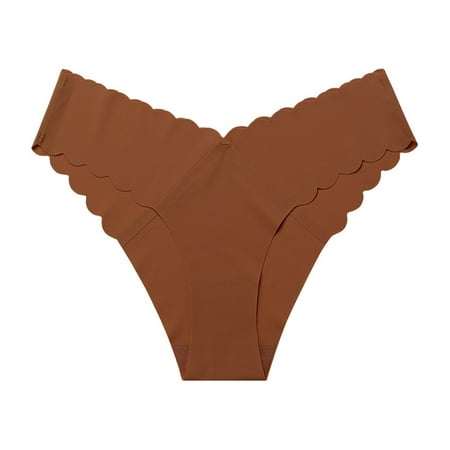Xiaoxatg Women s Panties Women Casual Solid Wavy Lace V Shaped Waist Seamless Ice Silk Underwear No Line Panties for Women Boy Shorts