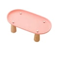 thumbnail image 2 of Soporte elevado para comedero de gatos, de plástico antiderrame y con base de madera. Rosa 24cmx13cm, 2 of 9