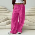 thumbnail image 3 of Ribbed Fabric Pants For Women Loose Elastic Waist Casual Pants With Pocket Trousers, 3 of 9