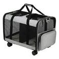 thumbnail image 3 of Transportín para mascotas de doble compartimento Transportín rodante ventilado con ruedas extraíbles Grande para viajes al aire libre al veterinario Gloria Caja transportadora para gatos, 3 of 9
