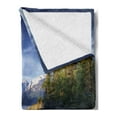 thumbnail image 2 of Alaska Soft Flannel Fleece Throw Blanket, Turnagain Arm of the Cook Inlet Anchorage Idyllic Lakeside Photography, Cozy Plush for Indoor and Outdoor Use, 50" x 60", Lime Green Navy Blue, by Ambesonne, 2 of 5