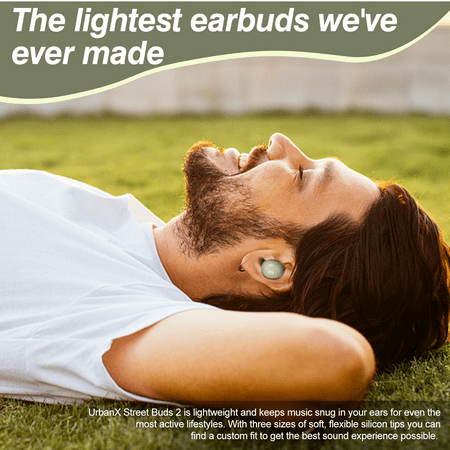 UrbanX Street Buds 2 for OnePlus 9RT 5G - Truly Wireless Bluetooth Headphones with Noise Isolation, Amplified Bass and Dual Dynamic Microphone - Green