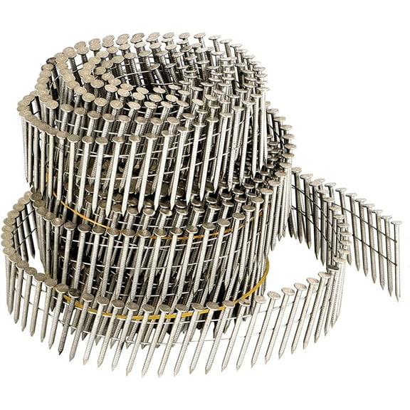 waltyotur 3600 Count Stainless Siding Nails 15 Degree 1-1/4 Inch x 0.09 Inch, Small Cap Coil Stud for Wood and Plastic