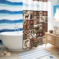 thumbnail image 5 of No Hook Shower Curtain, Country Patch Plaid Shower Curtains for Bathroom with See Through Top Window, Brown Farmhouse Retro Bear Deer Cabin Waterproof & Washable Bath Curtain Narrow 54"x78", 5 of 9
