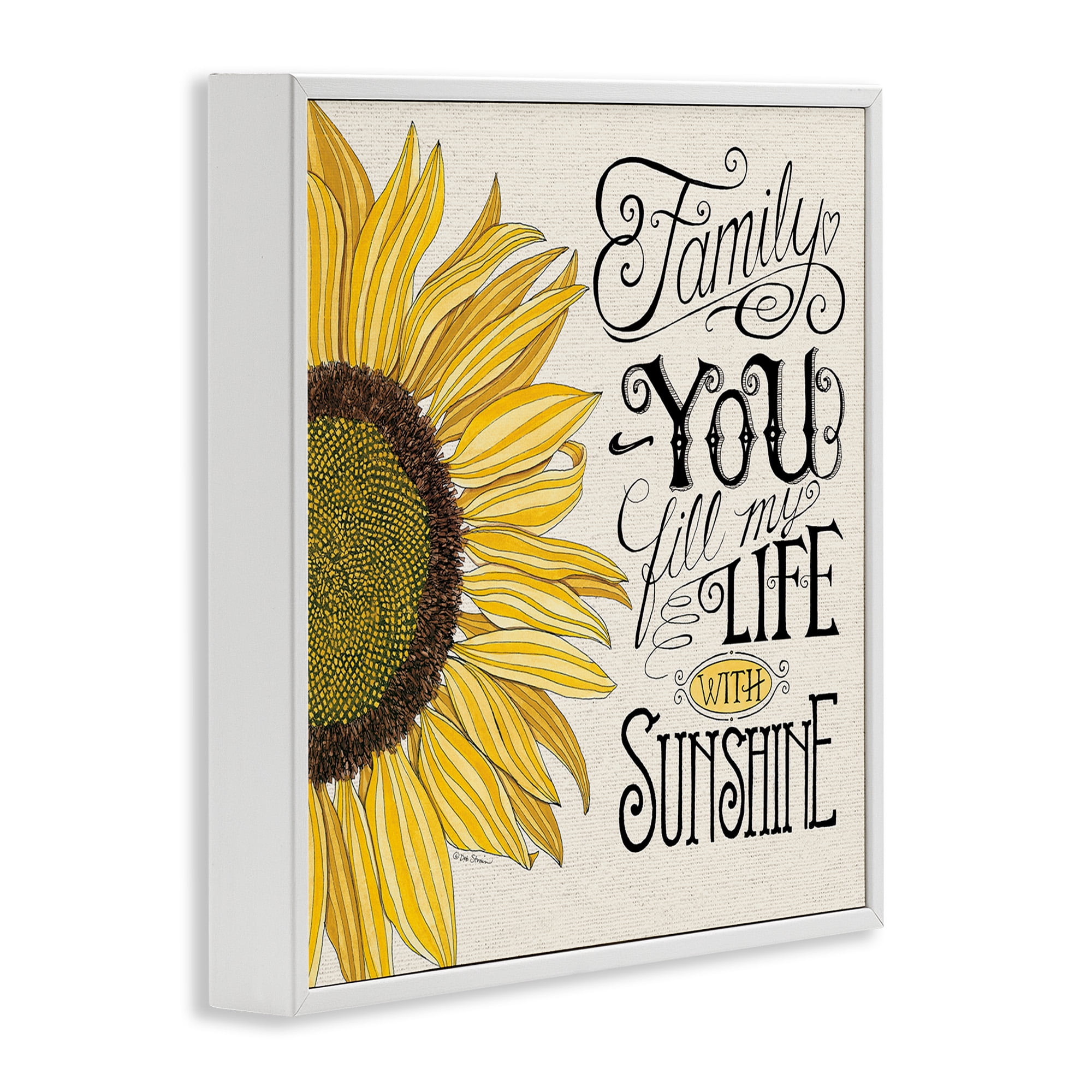 Stupell Industries Inspiring Sunflower Family Phrase Inspirational Painting White Framed Art Print Wall Art, 12 x 12