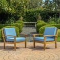 thumbnail image 4 of Noble House Aletta Outdoor Wooden Club Chairs with Cushions, Set of 2, Blue, 4 of 6