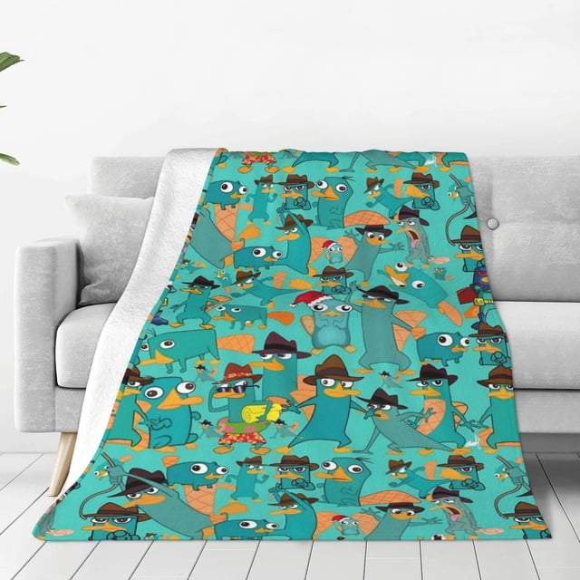 Manta de felpa suave de Perry el ornitorrinco, manta de viaje para dormitorio, sala de estar, sofá, oficina, regalo para todas las estaciones para mujeres, hombres, niñas y niños