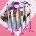 thumbnail image 3 of Juego de brochas de maquillaje LWhao estilo sirena con estuche cosmético, 6 unidades, 3 of 6