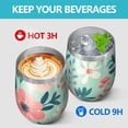 thumbnail image 4 of 12oz Stemless Wine Tumblers Floral Pattern Vacuum Insulated Stainless Steel Travel Tumbler Cups Mug with Lid and Straw for Champaign,Cocktail,Beer with Cleaning Brush, 4 of 5