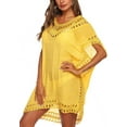 thumbnail image 5 of Swimsuit Cover Ups for Women, V Neck Hollow Out Swim Coverup Crochet Chiffon Summer Beach Cover Up Dress, 5 of 6