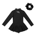 thumbnail image 4 of LiiYii Kids Girl Mock Neck Long Sleeve Figure Ice Skating Leotard Dress Backless Gymnastic Jumpsuit Black 4, 4 of 7