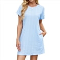 thumbnail image 1 of Vestidos de Verano Fluidos con Cuello en V y Mangas con Volantes para Mujer, Color Azul , Talla S, 1 of 10