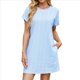 thumbnail image 1 of Vestidos de Verano Fluidos con Cuello en V y Mangas con Volantes para Mujer, Color Azul , Talla M, 1 of 10