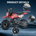 thumbnail image 3 of QEASET Mini Off-Road Dirt Bike, 49 CC 2-Stroke Gas Bike with Off-Rode Tire, Suspensions, Disc Brakes, Max Load 160Lbs, Max Speed 18Mph, Red, 3 of 8