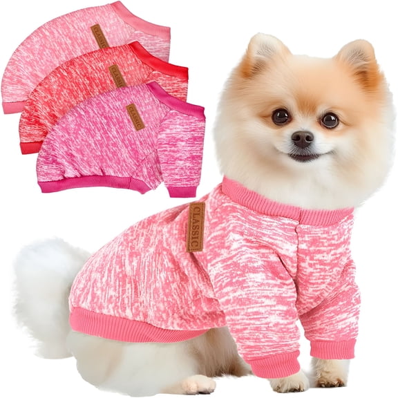 GASTROPOD 3 Pack Dog Sweaters for Small Dogs Girl Boy Dog Winter Fleece Clothes Warm Soft Dog Sweatshirt Outfit for Dog Cat Pet Apparel Dog Costume