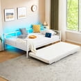 thumbnail image 4 of Zimtown Daybed with Trundle Included, Twin Size Metal Daybed Frame with Pull out Trundle Bed, No Box Spring Needed,White, 4 of 10