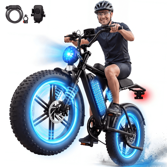 1500W Peak Motor E-Bike with 48V 15Ah Removable Battery, Pescroa Electric Bike for Adults, Adult Electric Bicycles with 70-100 Miles Max Range, Electric Mountain Bike with 7 Speeds