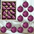 thumbnail image 3 of 2025 CISIL & 12 -Count Christmas Tree Ornaments Velvet Purple Balls 6cm 2.36In, 3 of 5