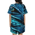 thumbnail image 6 of Uemuo Blue Viper Snake Closeup Face Pattern Women's Short-Sleeved Pajama, Button-Front Loungewear, 2-Piece Summer Sleepwear, Elastic Drawstring Shorts-Large, 6 of 7
