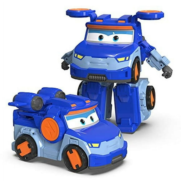 Super Wings - 5" Transforming Leo Airplane Toys Action Figure | Airplane to Robot | Season 5 New Character | Fun Toy Plane for 3 4 5 Years Old Boys and Girls | Preschool Birthday Gift for Kids , Blue