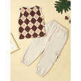 thumbnail image 4 of Wassery Toddler Kids Girls 2 Piece Summer Clothes Sleeveless Plaid Print Tank Tops and Elastic Cargo Pants with Pockets Set 3T-6T, 4 of 9
